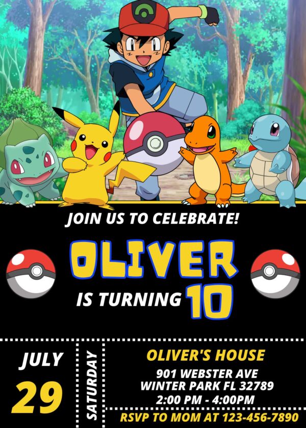 Pokemon Birthday Invite