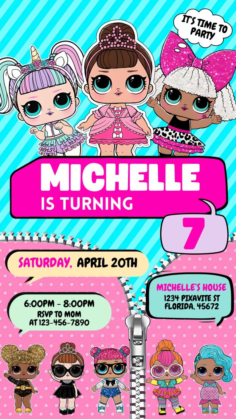 Editable Lol Surprise Dolls Birthday Invitation Template | Sweet Invite