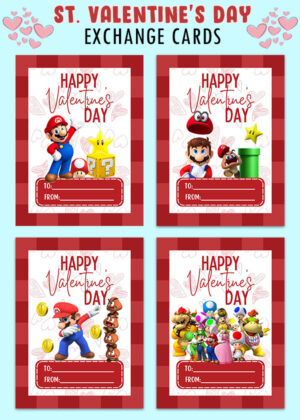 Mario Bros St. Valentines Day Cards