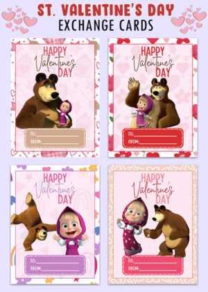 Masha And The Bear Valentines Day Cards