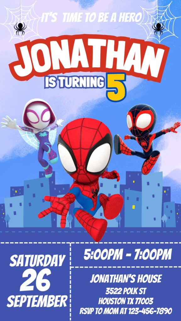 Editable Spidey And His Amazing Friends Birthday Invitation Template ...