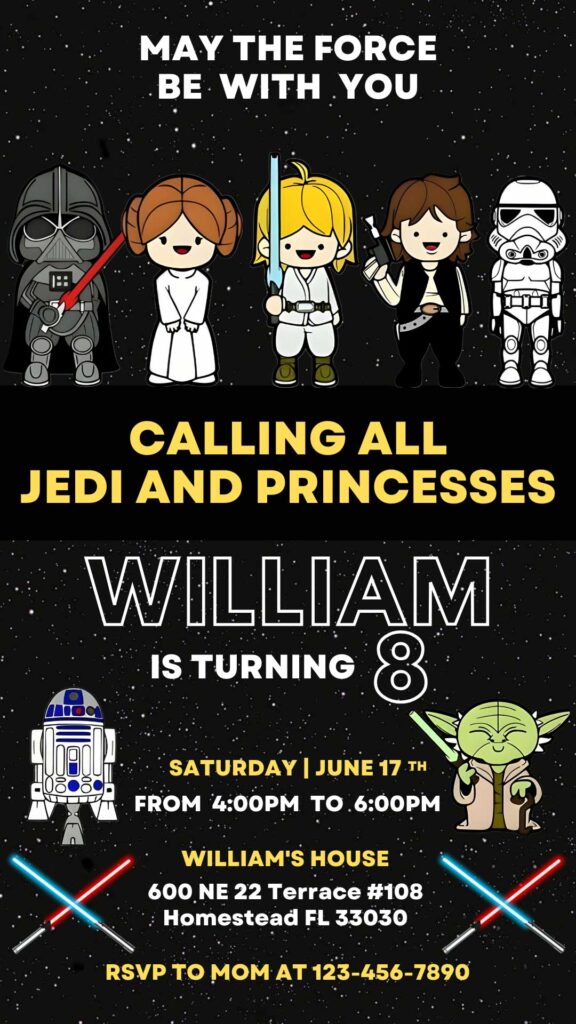 Editable Star Wars Birthday Invitation Template | Thrilling Invite