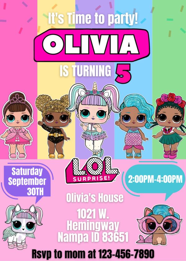 Lol Surprise Dolls Birthday Invite