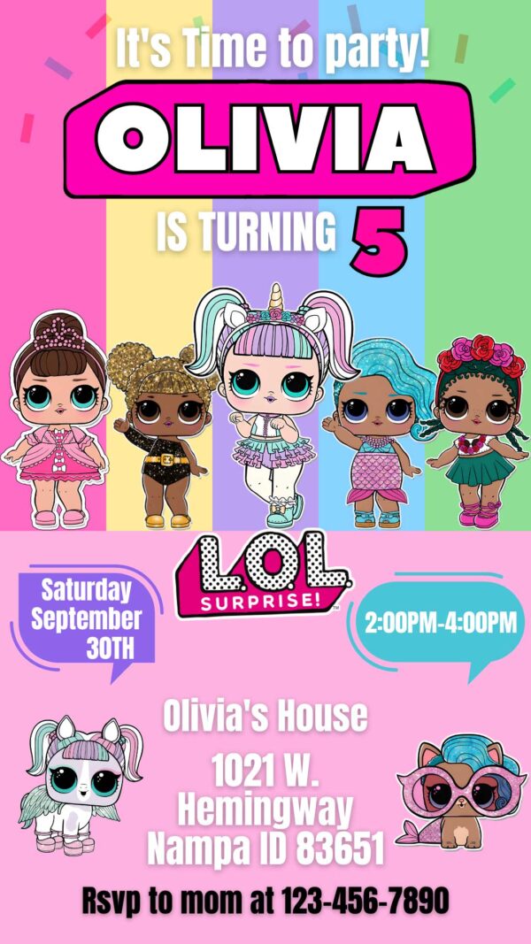 Lol Surprise Dolls Birthday Invite