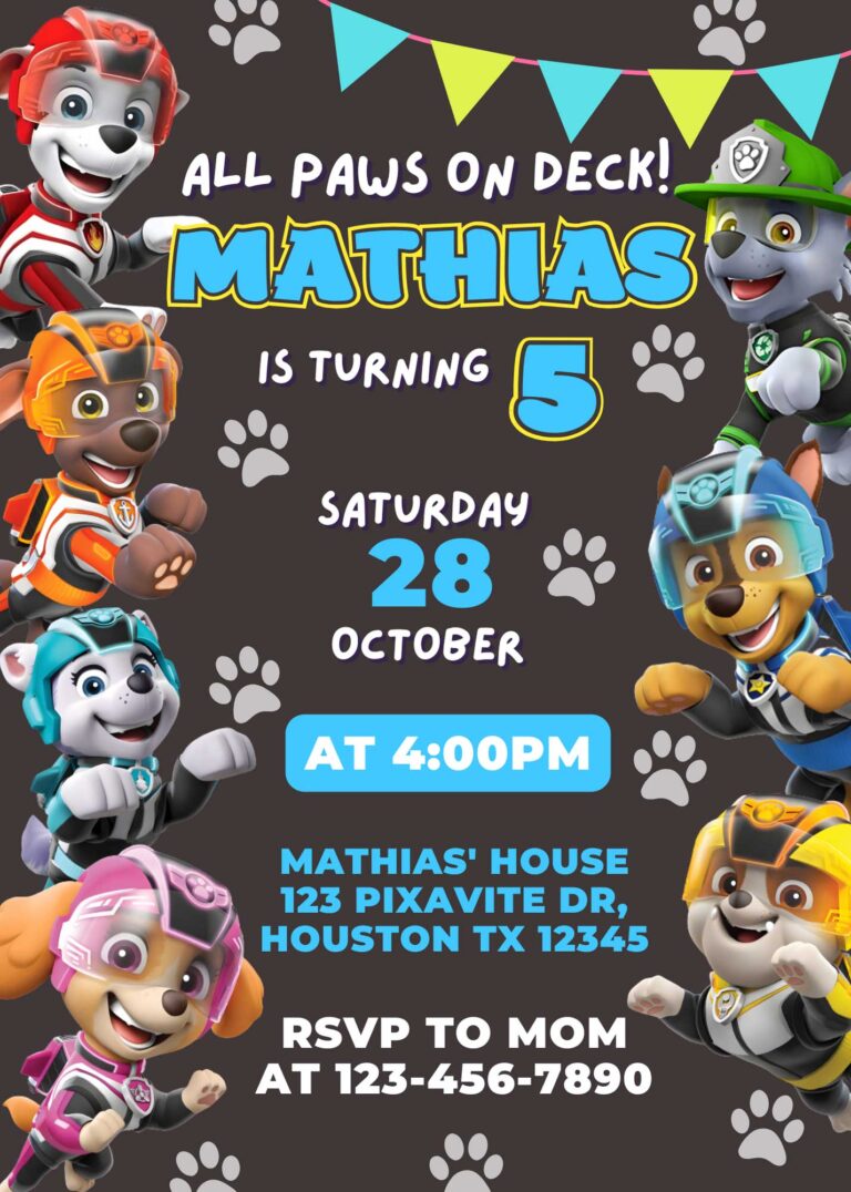 Editable Paw Patrol Birthday Invitation Template | Charming Invite