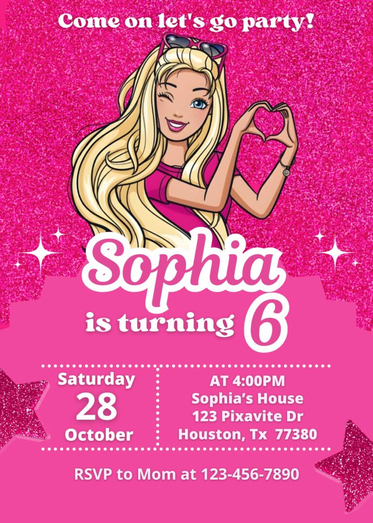 Editable Barbie Birthday Invitation Template | Sweet Invite