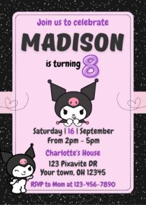 Editable Kuromi Birthday Invitation Template | Adorable Invite