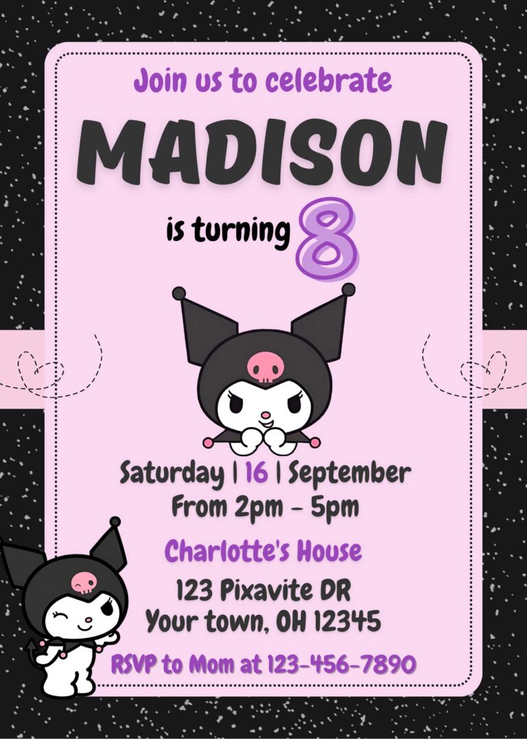 Editable Kuromi Birthday Invite Template | Adorable Invitation