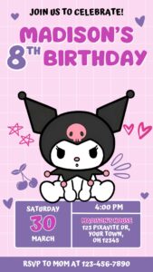 Editable Kuromi Birthday Invite Template | Adorable Invitation