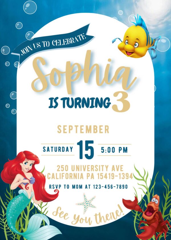 The Little Mermaid Birthday Invitation