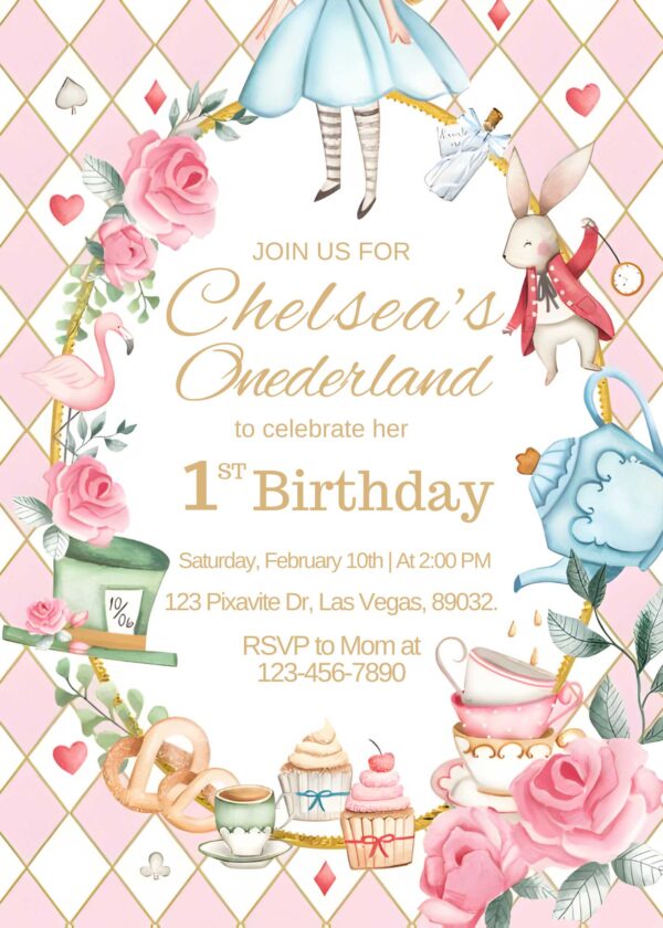 Alice In Wonderland Birthday Invitation