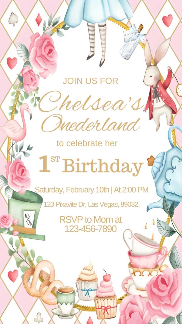 Alice In Wonderland Birthday Invitation