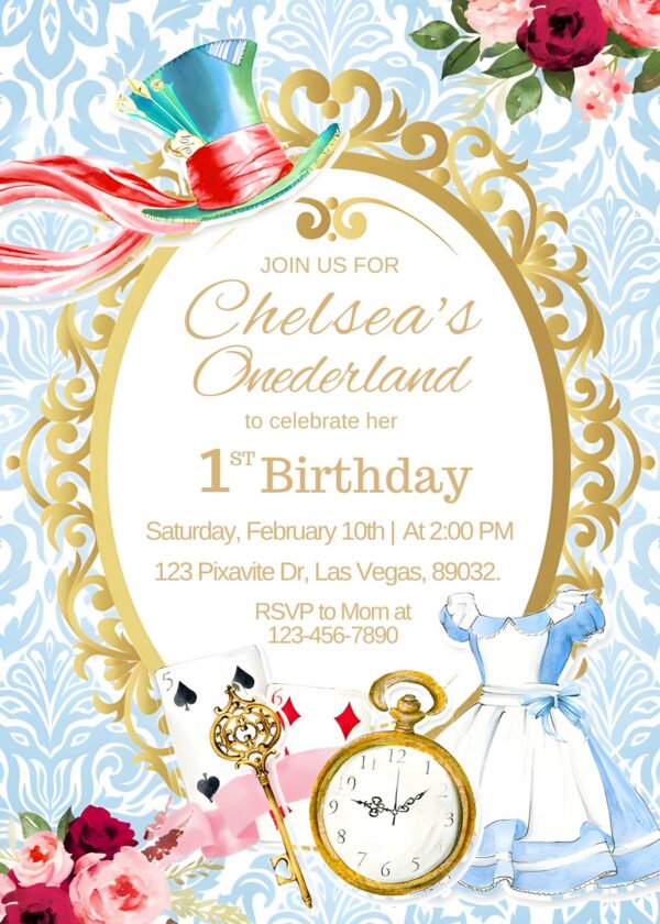 Alice In Wonderland Birthday Invite