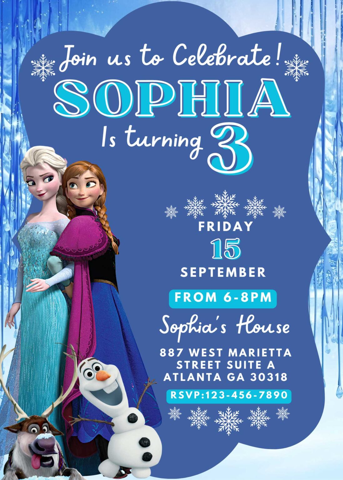 Editable Frozen Birthday Invitation Template | Sweet Invite