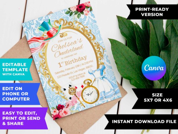 Alice In Wonderland Birthday Invite