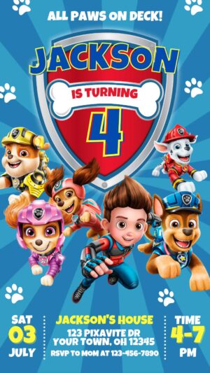 Editable Paw Patrol Birthday Party Invitation Template | Charming Invite