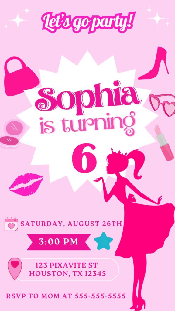 Editable Barbie Birthday Invite Template | Lovely Invitation