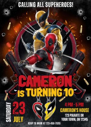 Deadpool and Wolverine Birthday Invitation