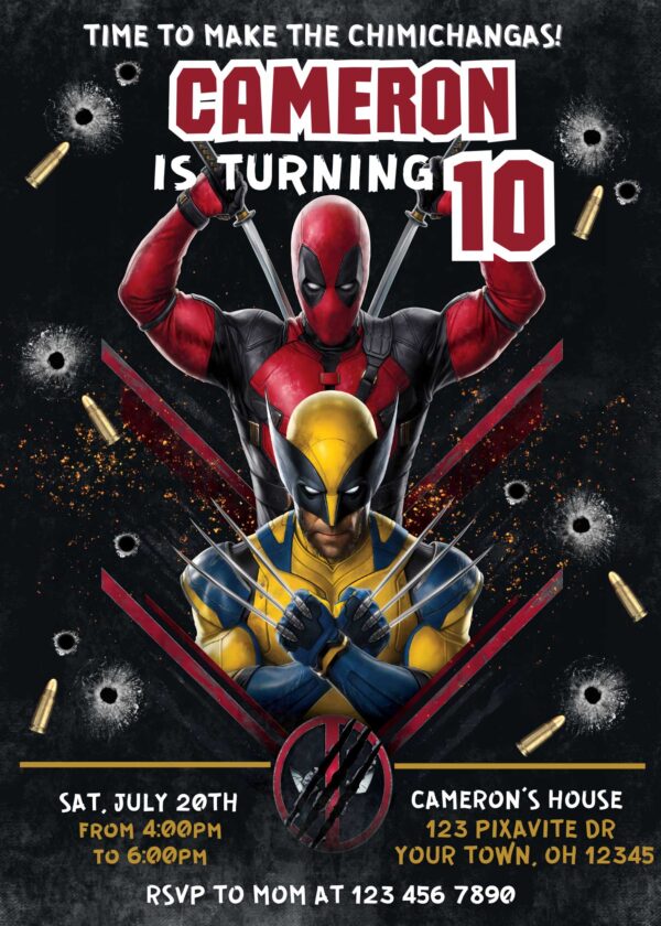 Deadpool & Wolverine Birthday Invite