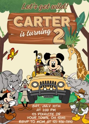 Mickey Mouse Safari Birthday Invitation