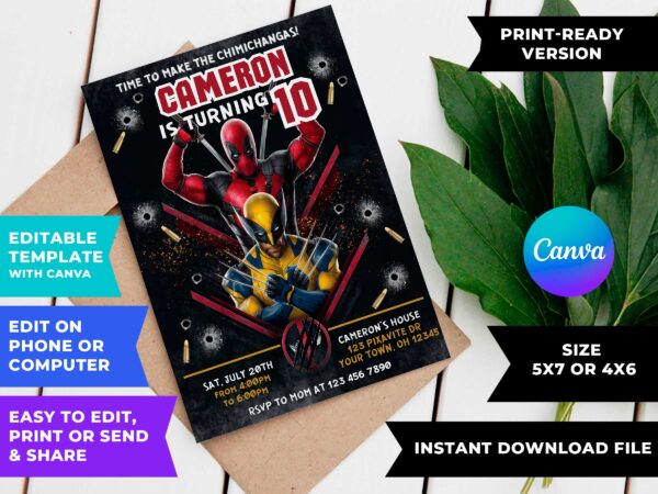 Deadpool & Wolverine Birthday Invite