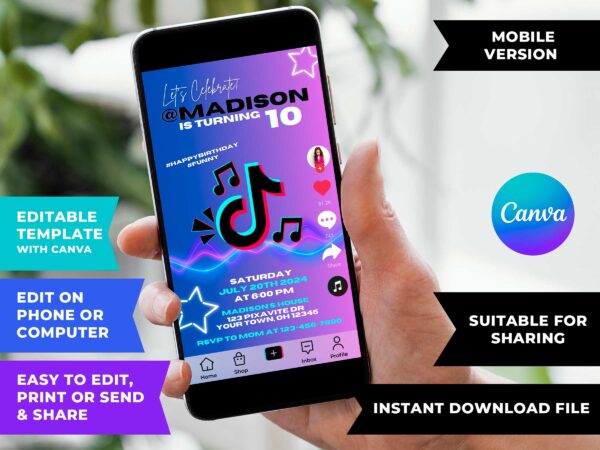 Tiktok Birthday Invite