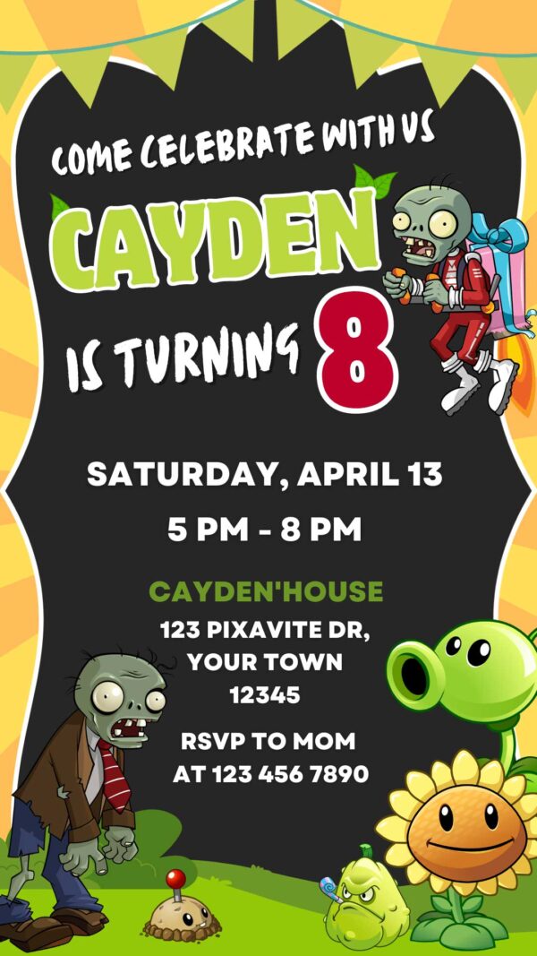 Plants vs Zombies Birthday Invitation