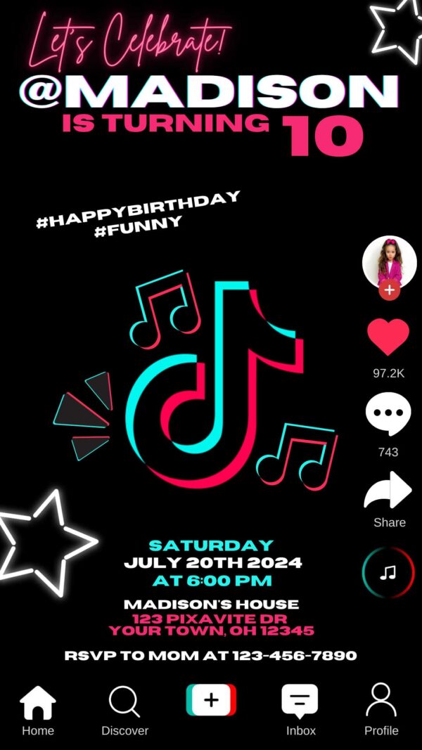 Tiktok Birthday Invitation