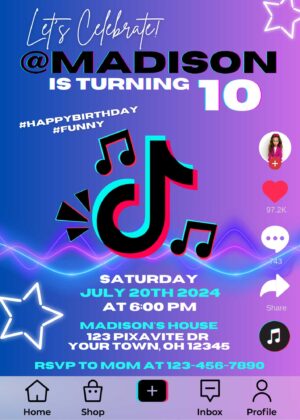 Tiktok Birthday Invite