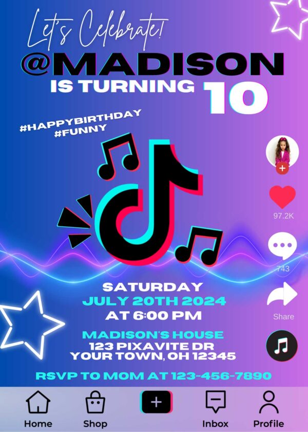 Tiktok Birthday Invite