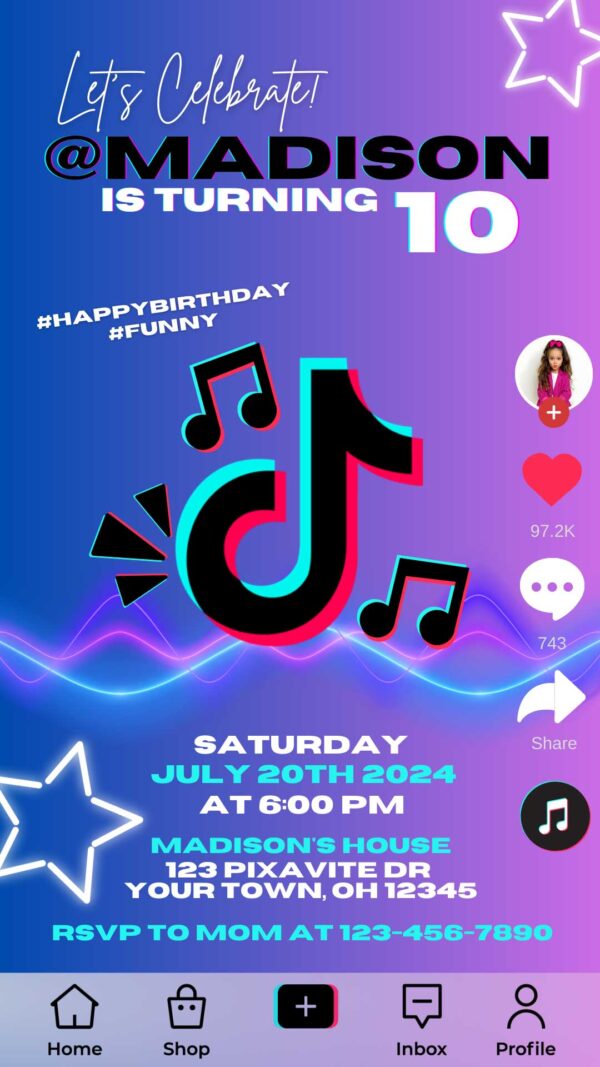 Tiktok Birthday Invite