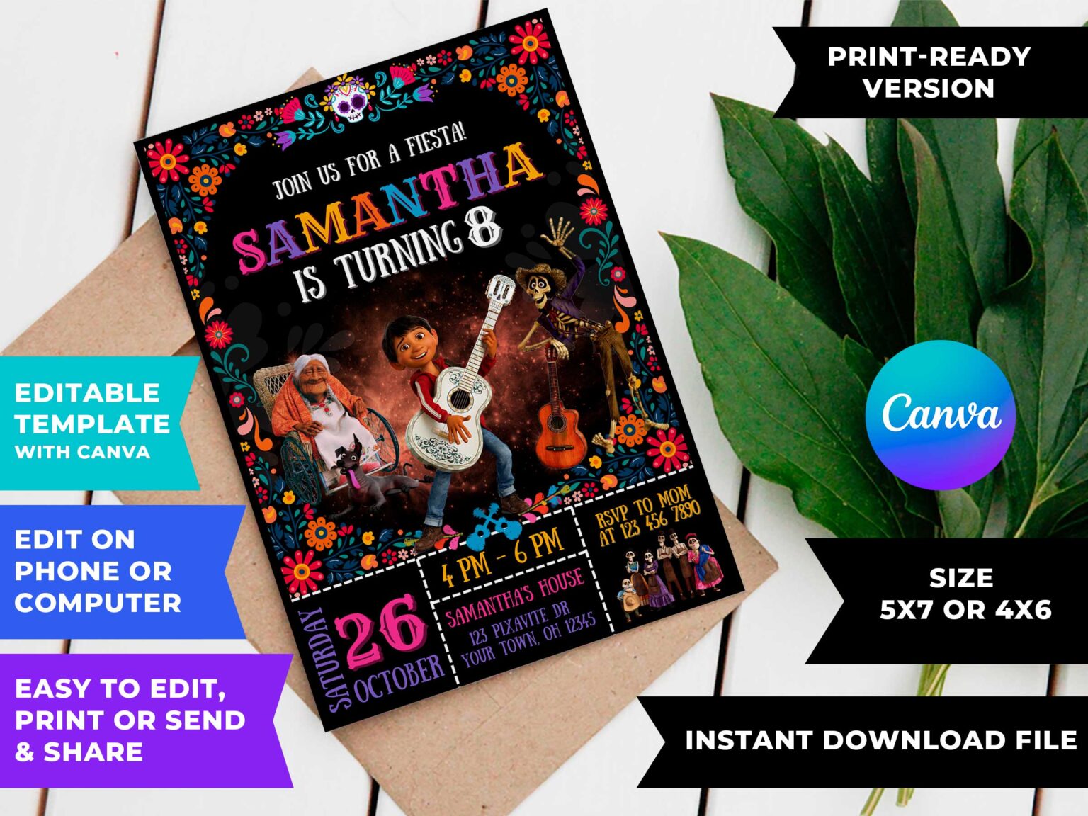 Editable Coco Birthday Invitation Template | Incredible Invite