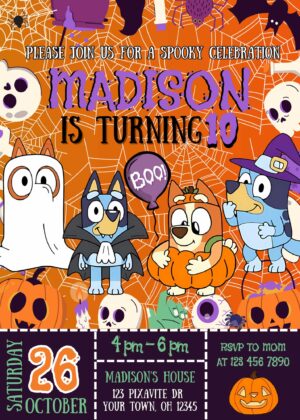 Bluey Halloween Birthday Invitation