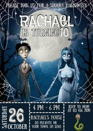 Corpse Bride Halloween Birthday Invitation