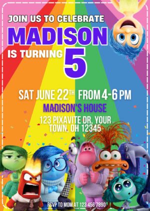 Inside Out 2 Birthday Invitation