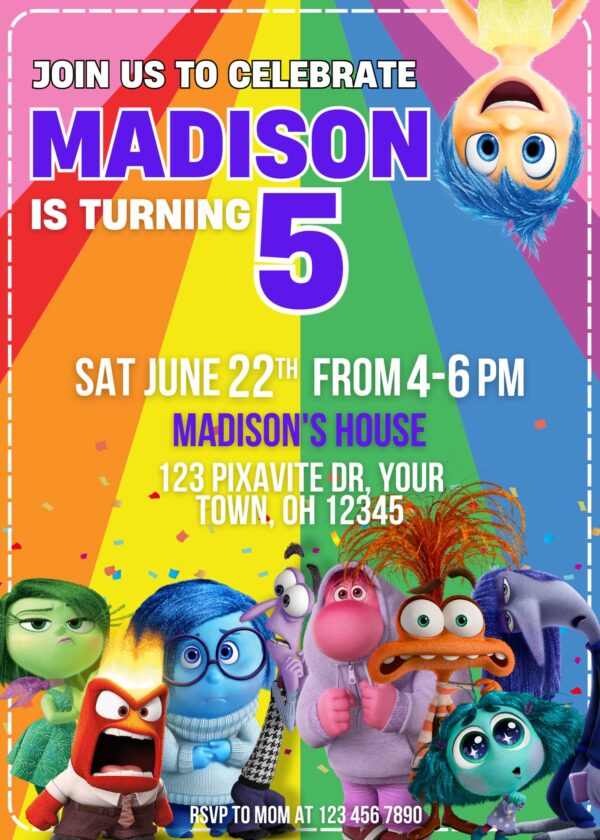 Inside Out 2 Birthday Invitation