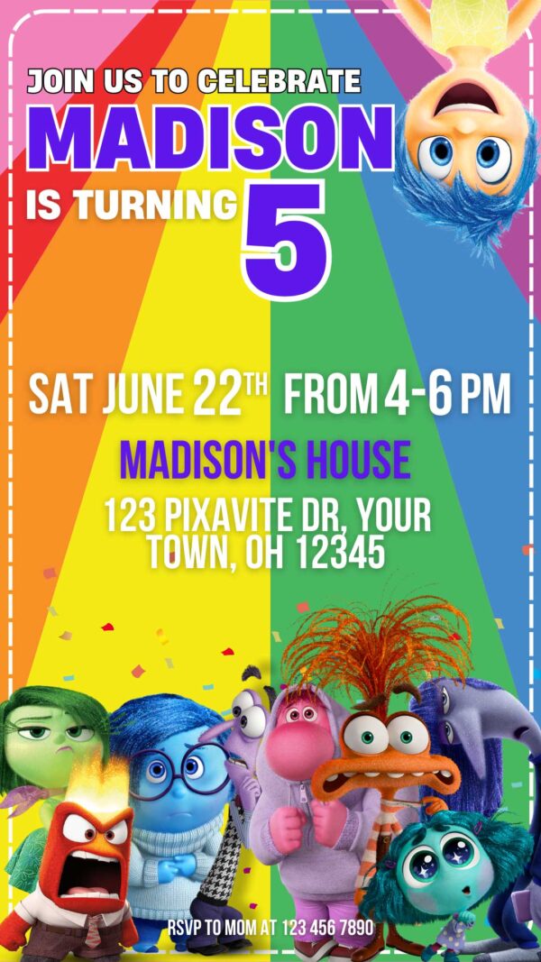 Inside Out 2 Birthday Invitation