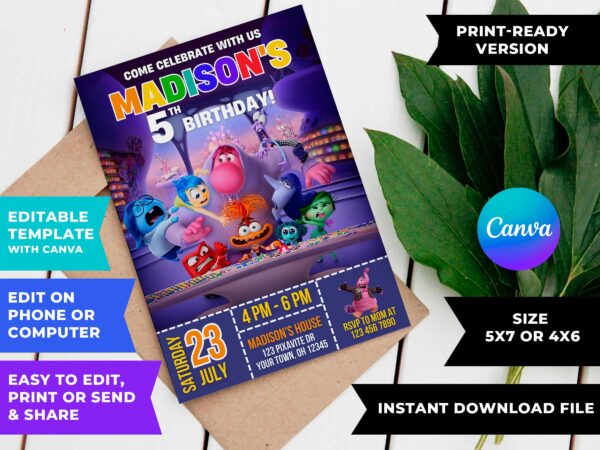 Inside Out 2 Birthday Invite