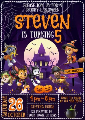 Paw Patrol Halloween Birthday Invitation