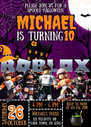 Roblox Halloween Birthday Invitation