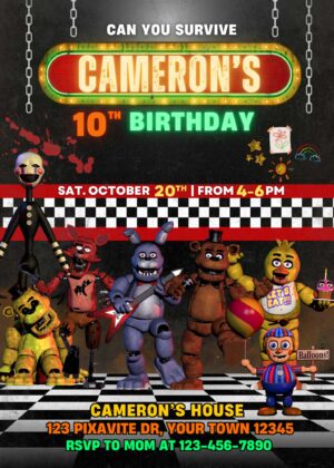 Five Nights at Freddy's Birthday Invitation