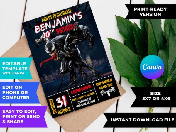 Venom 3 Birthday Invite