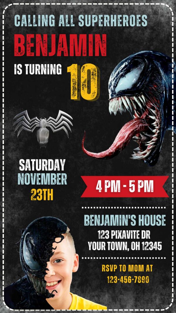 Venom 3 Birthday Invitation