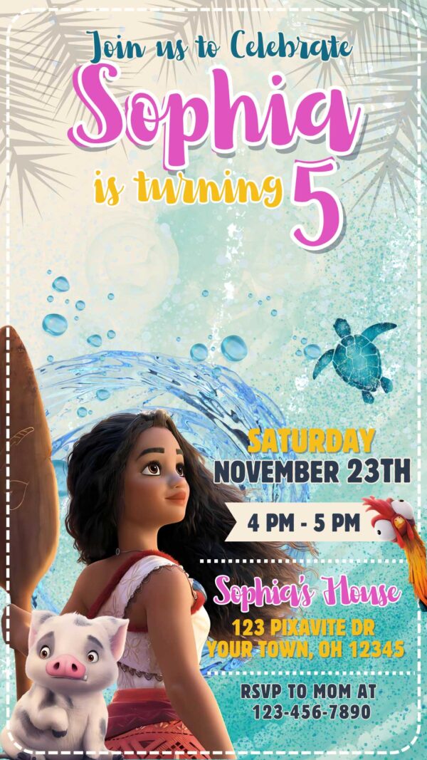 Moana 2 Birthday Invitation