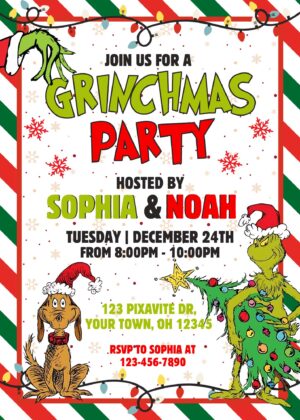 Editable The Grinch Christmas Party Invitation Template Fantastic Invite