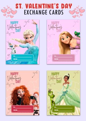 Disney Princess Valentines Day Cards