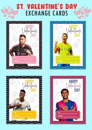 Soccer Players Valentines Day Cards