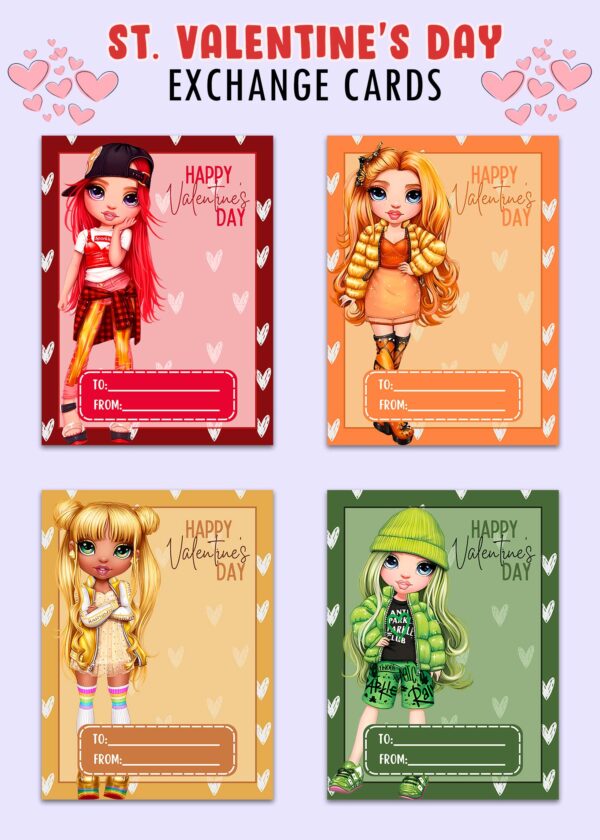 Rainbow High Valentines Day Cards