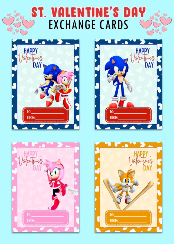 Sonic The Hedgehog St. Valentines Day Cards