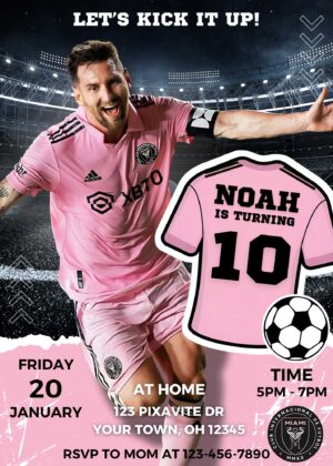 Messi Inter Miami Birthday Invite